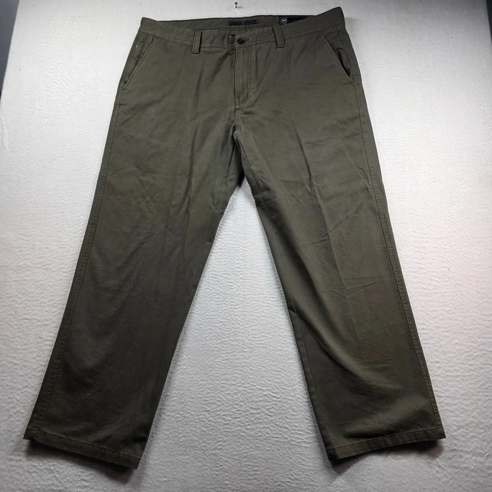 Weatherproof Pants Mens 40x30 Olive Green Cotton‎ Twill Straight Chino SCWP700